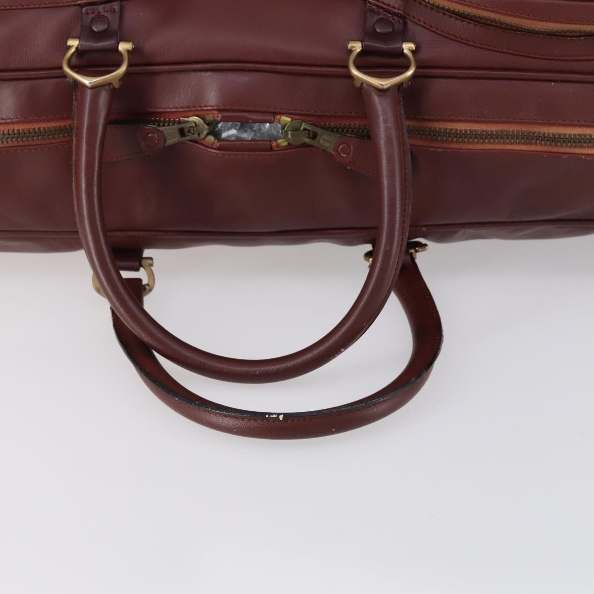 CARTIER Must Line Tennis Bag Leather Bordeaux Gold Auth 152057