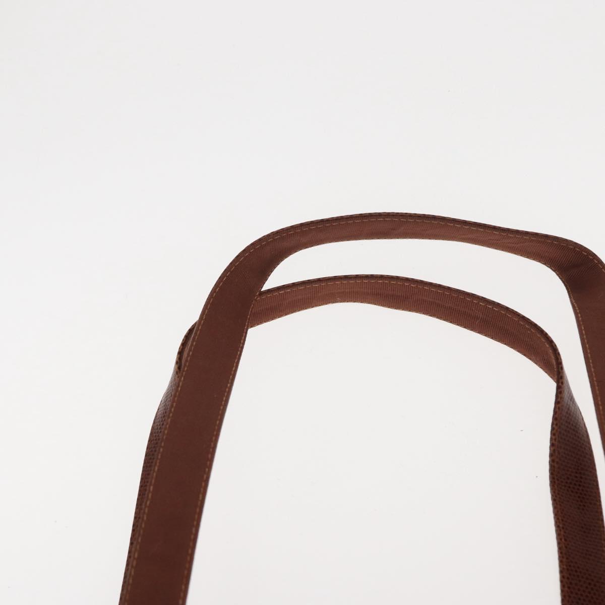 Salvatore Ferragamo Tote Bag Leather Embossed Brown Gold Auth 152061