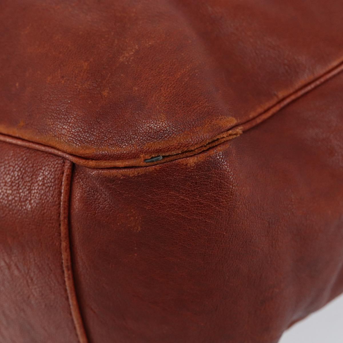 SAINT LAURENT Hand Bag Leather Gold Red Auth 152066