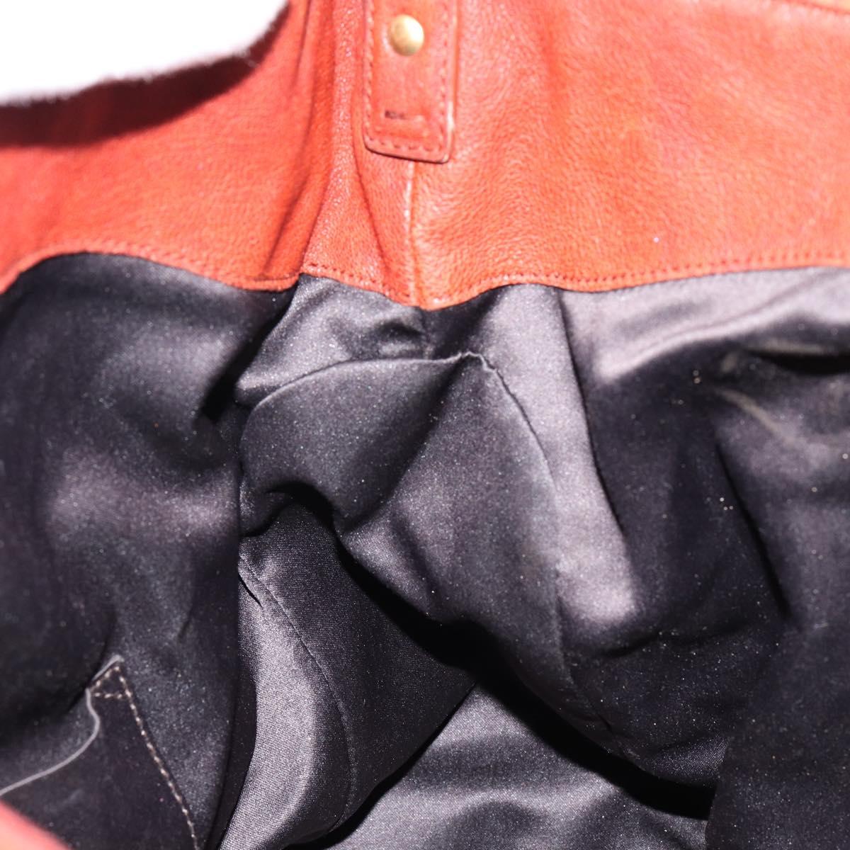 SAINT LAURENT Hand Bag Leather Gold Red Auth 152066