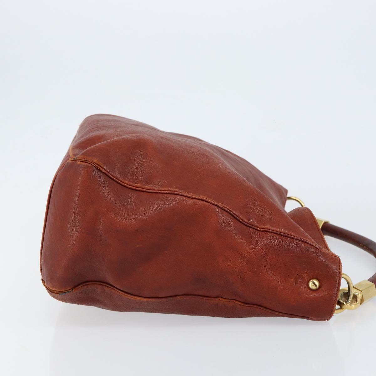 SAINT LAURENT Hand Bag Leather Gold Red Auth 152066