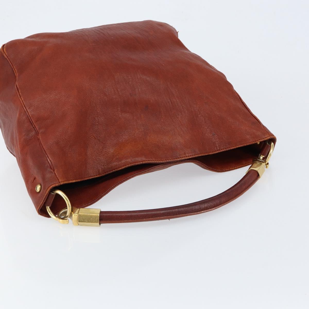 SAINT LAURENT Hand Bag Leather Gold Red Auth 152066