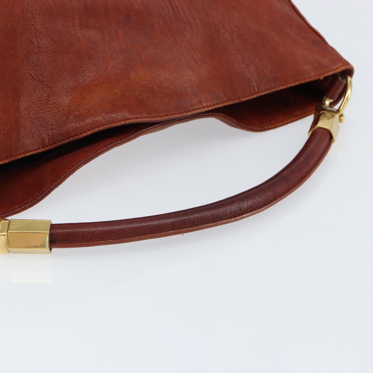 SAINT LAURENT Hand Bag Leather Gold Red Auth 152066