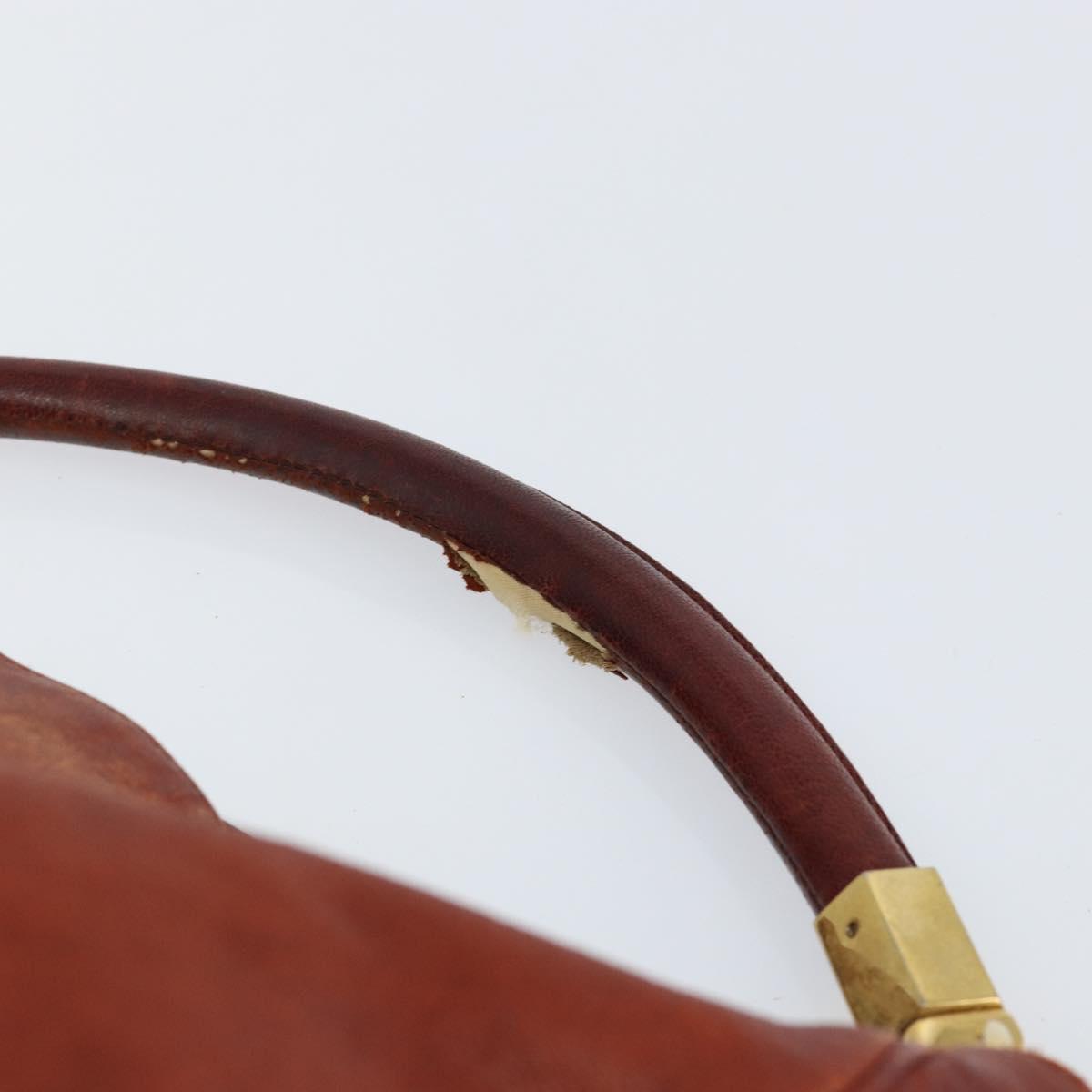 SAINT LAURENT Hand Bag Leather Gold Red Auth 152066