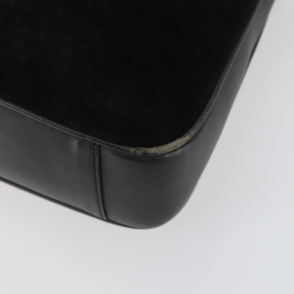 GUCCI Bamboo Shoulder Bag Suede 2way Black Gold 001 2058 1638 0 Auth 152069