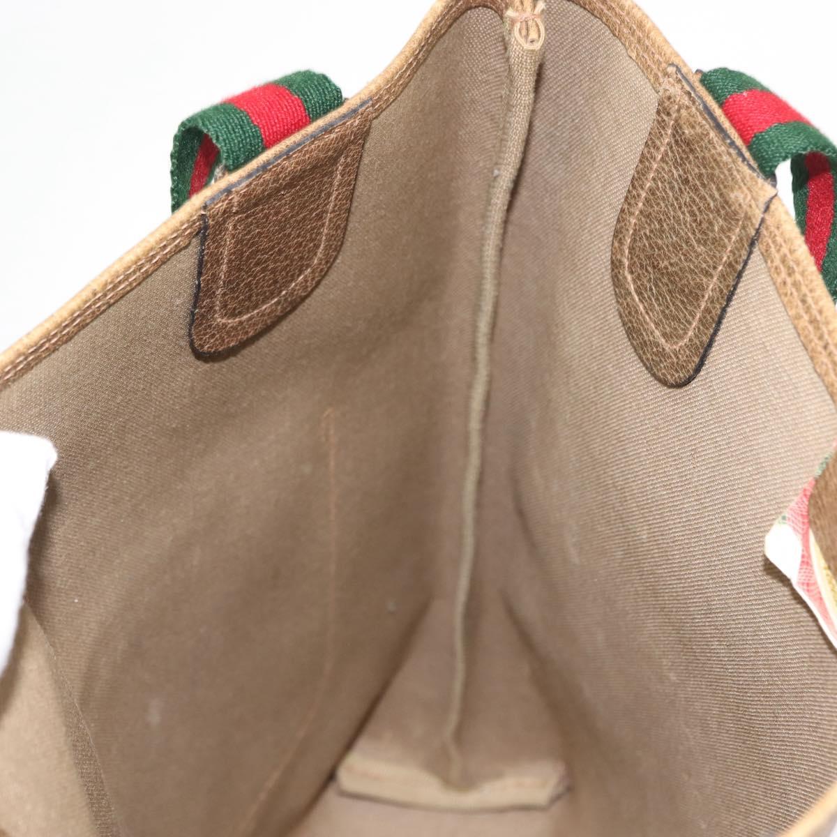 GUCCI GG Supreme Web Sherry Line Tote Bag PVC Beige Red 39 02 003 Auth 152070