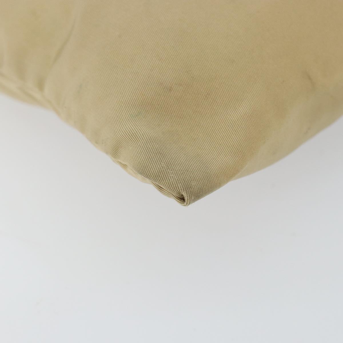 PRADA Shoulder Bag Nylon Beige Silver Auth 152076