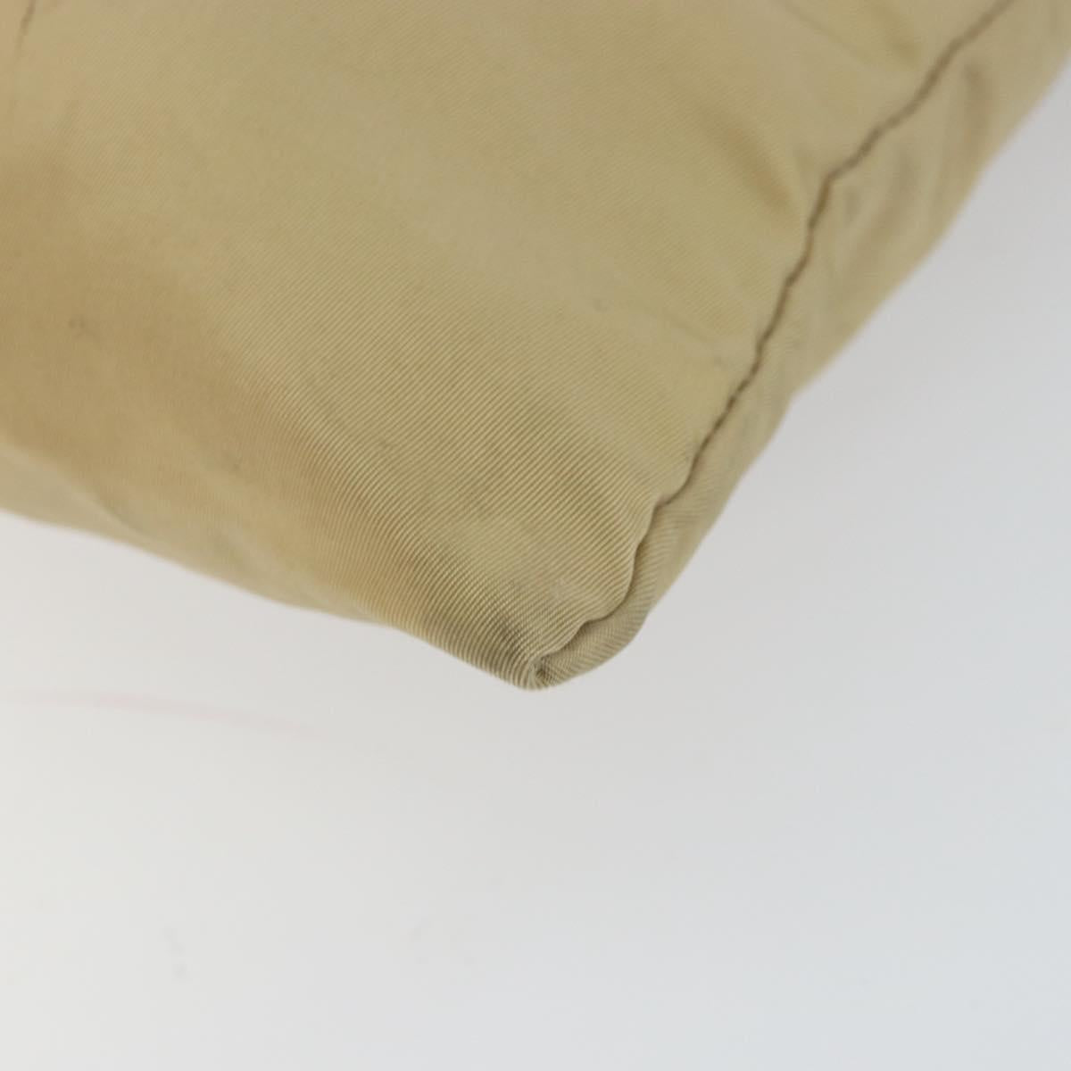 PRADA Shoulder Bag Nylon Beige Silver Auth 152076