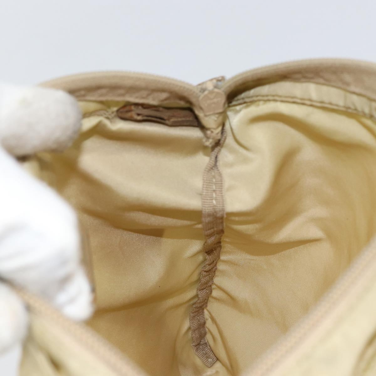 PRADA Shoulder Bag Nylon Beige Silver Auth 152076