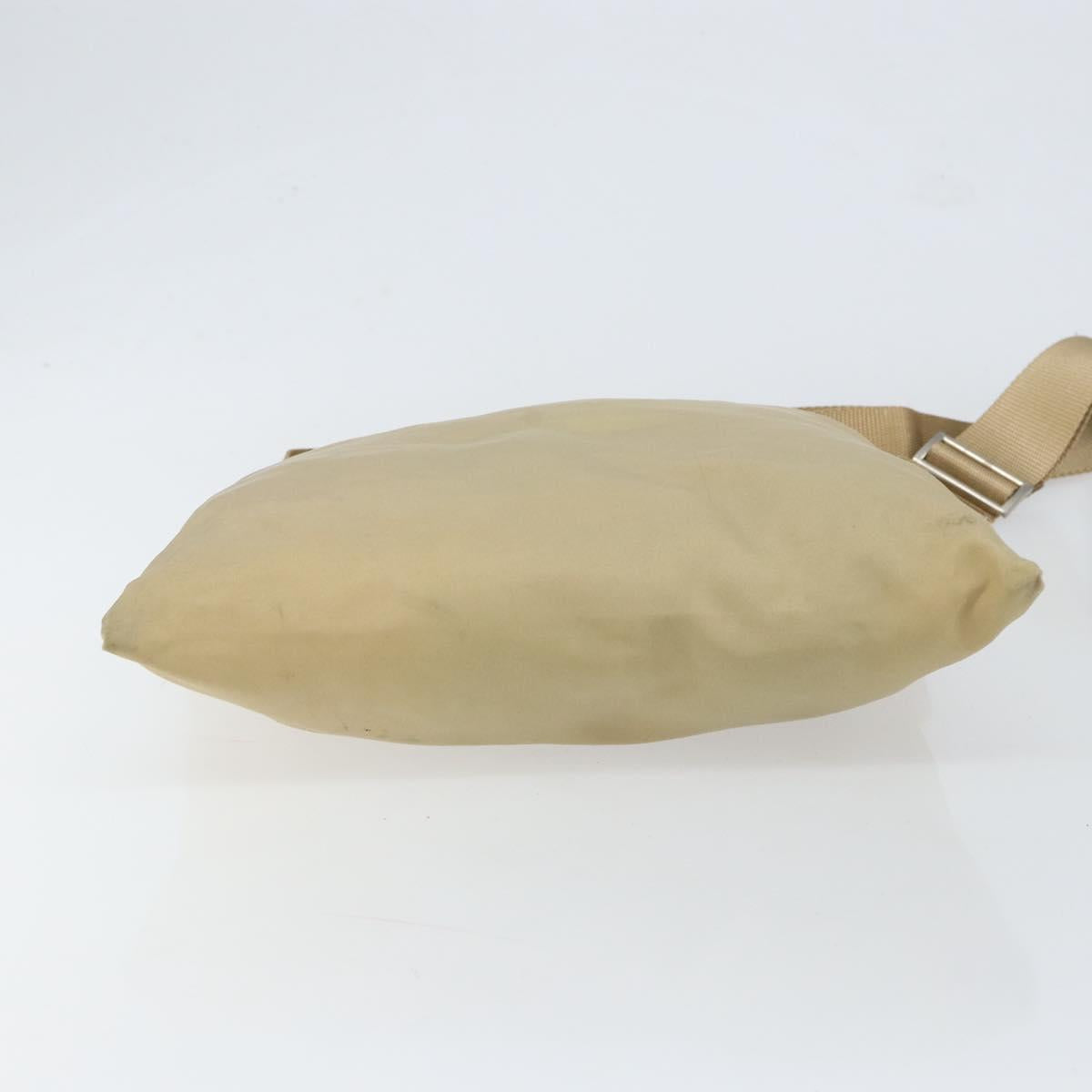 PRADA Shoulder Bag Nylon Beige Silver Auth 152076