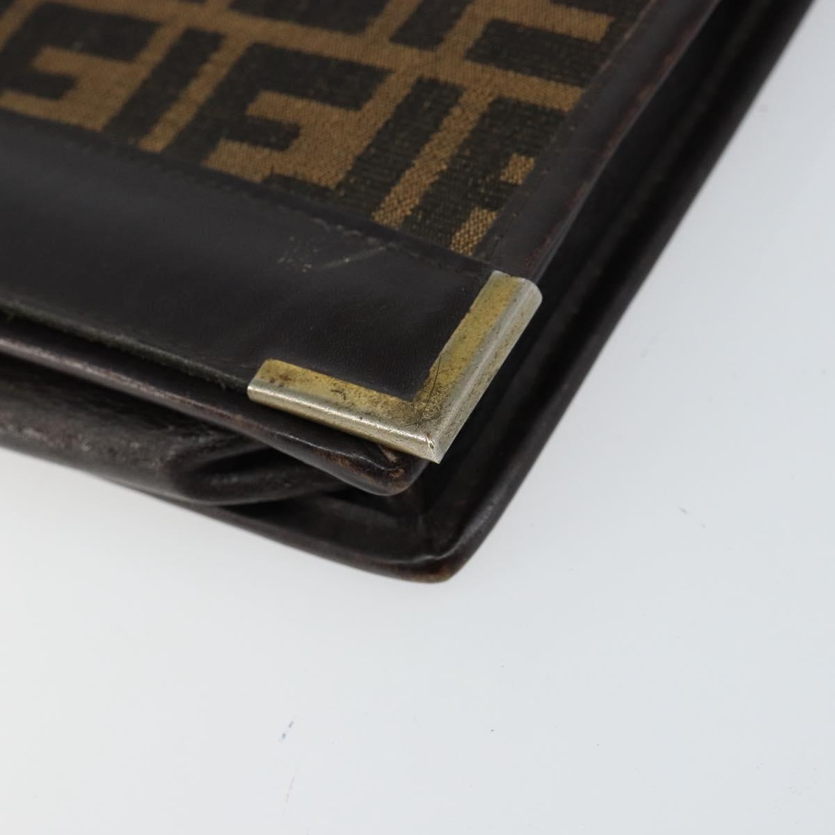 FENDI Zucca Canvas Shoulder Bag Black Brown Auth 152077