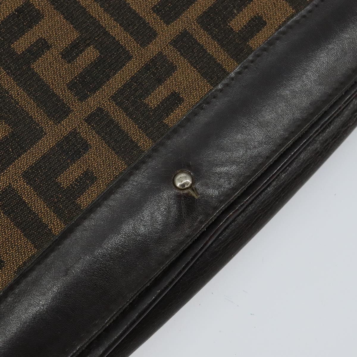 FENDI Zucca Canvas Shoulder Bag Black Brown Auth 152077