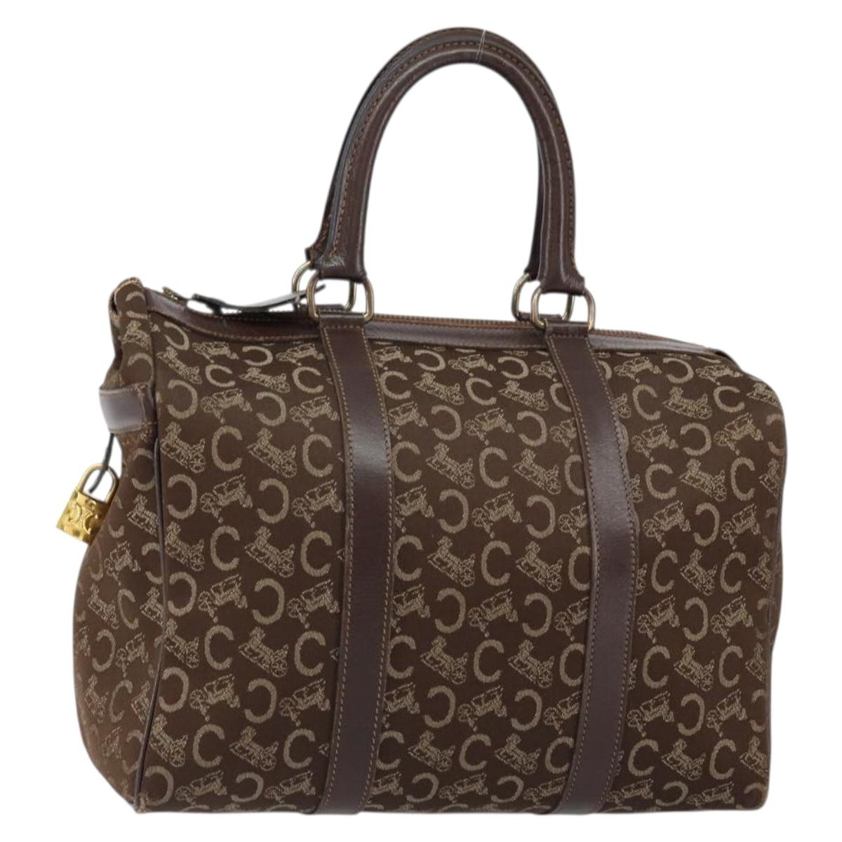CELINE C Sulky Boston Bag Canvas Brown Auth 152078