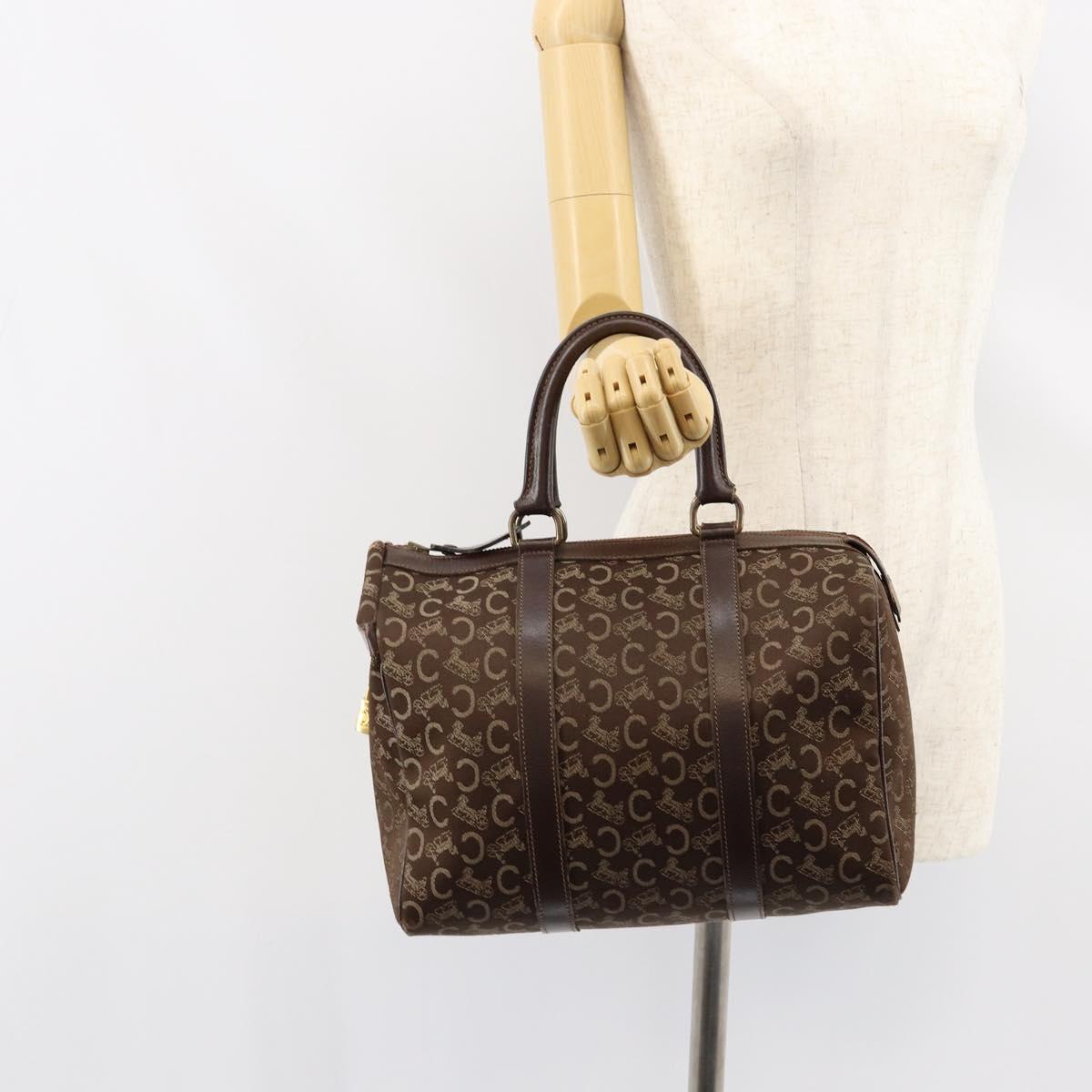 CELINE C Sulky Boston Bag Canvas Brown Auth 152078