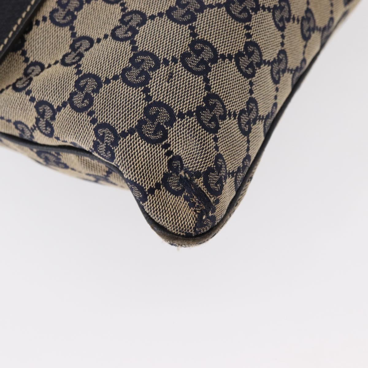 GUCCI GG Canvas Sherry Line Shoulder Bag Navy Red 169937 Auth 152079