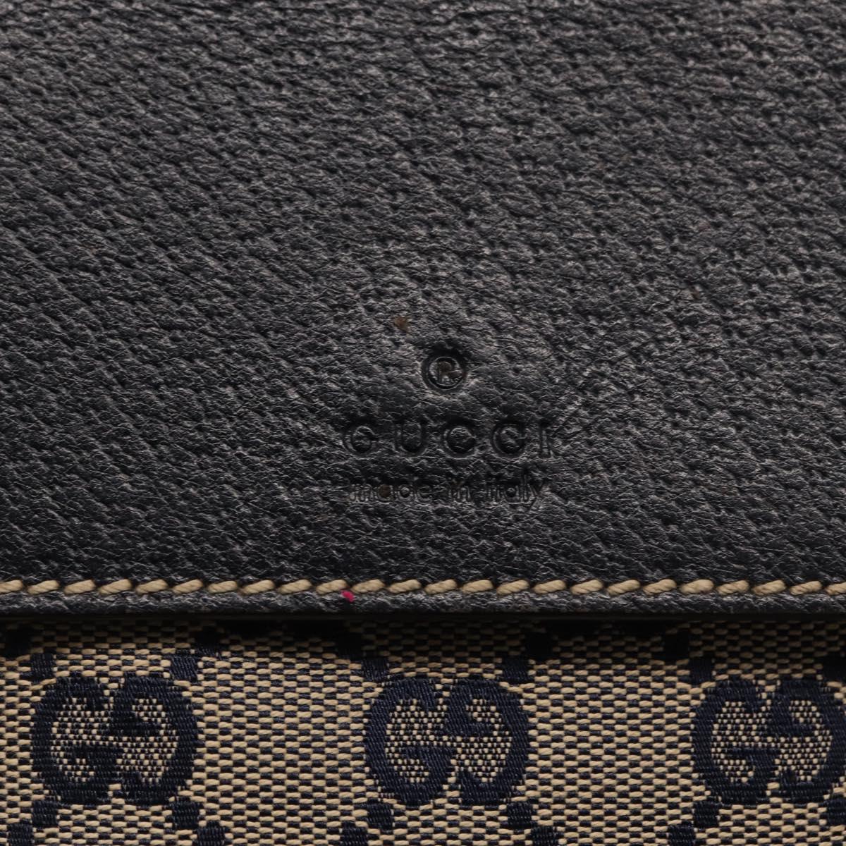 GUCCI GG Canvas Sherry Line Shoulder Bag Navy Red 169937 Auth 152079