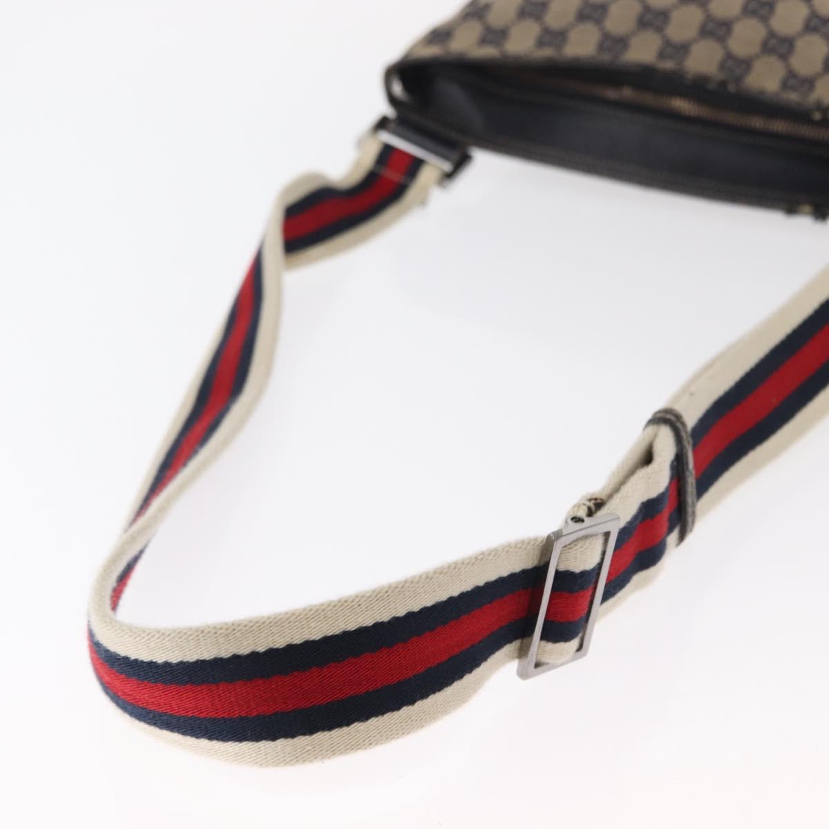 GUCCI GG Canvas Sherry Line Shoulder Bag Navy Red 169937 Auth 152079
