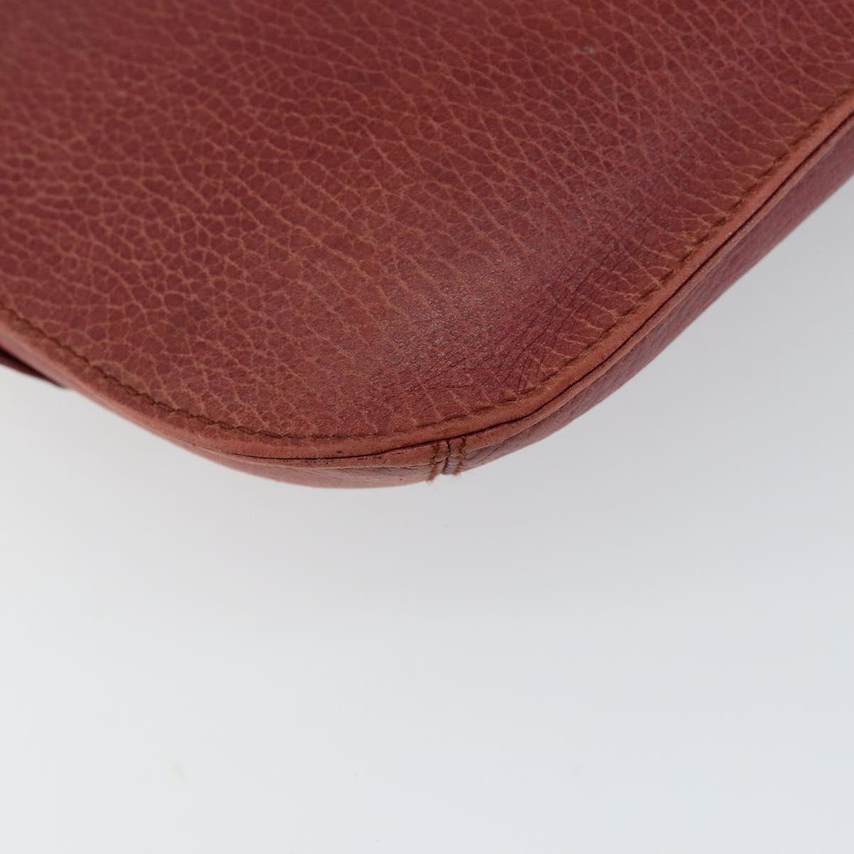 CARTIER Shoulder Bag Leather Red Gold Auth 152080