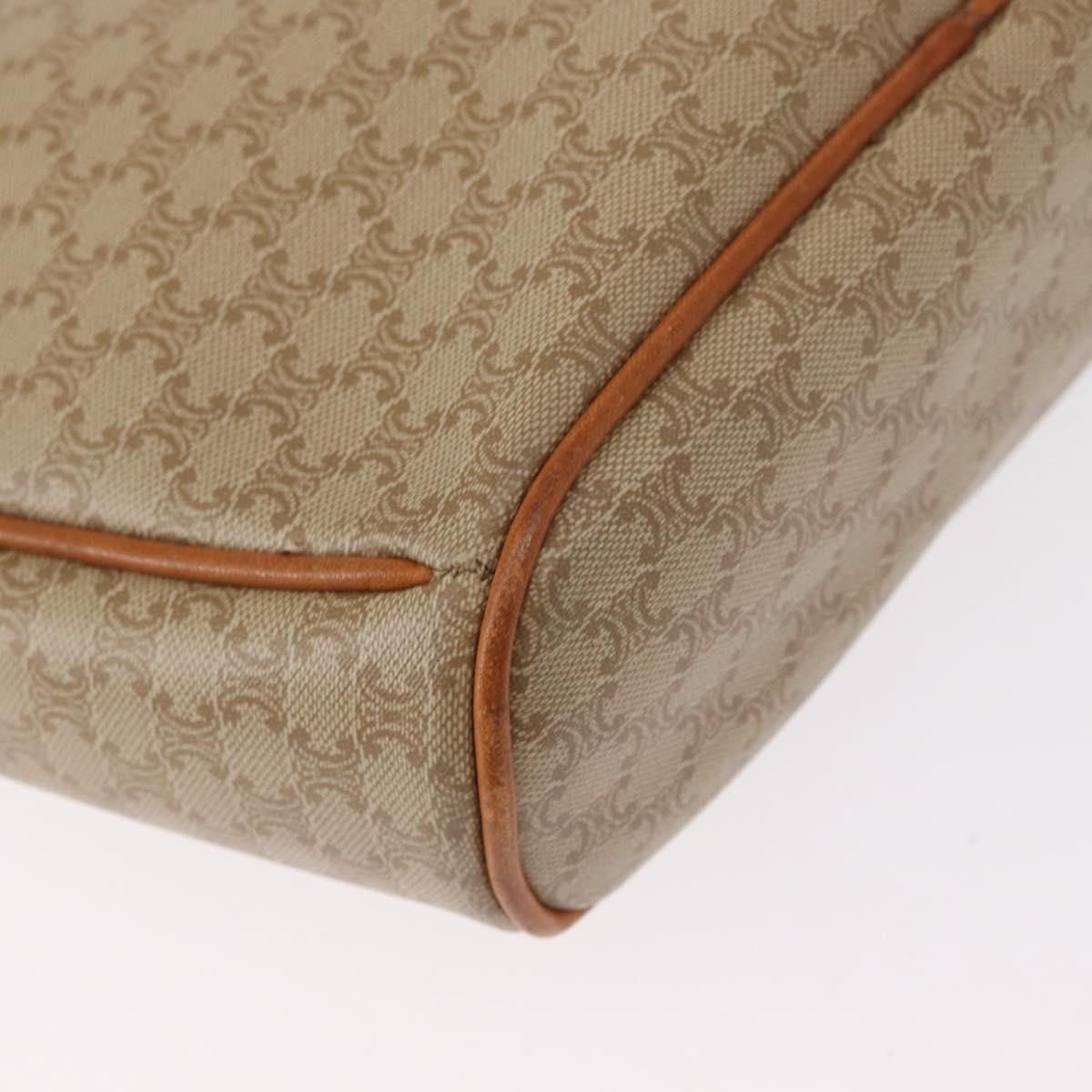 CELINE Macadam Canvas Shoulder Bag PVC Beige Gold Auth 152081