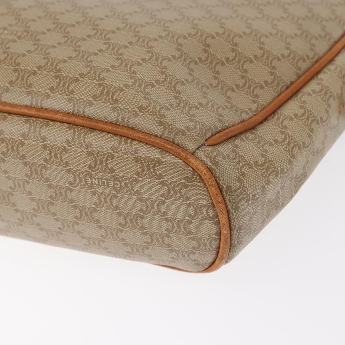 CELINE Macadam Canvas Shoulder Bag PVC Beige Gold Auth 152081