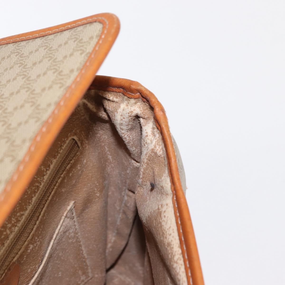 CELINE Macadam Canvas Shoulder Bag PVC Beige Gold Auth 152081