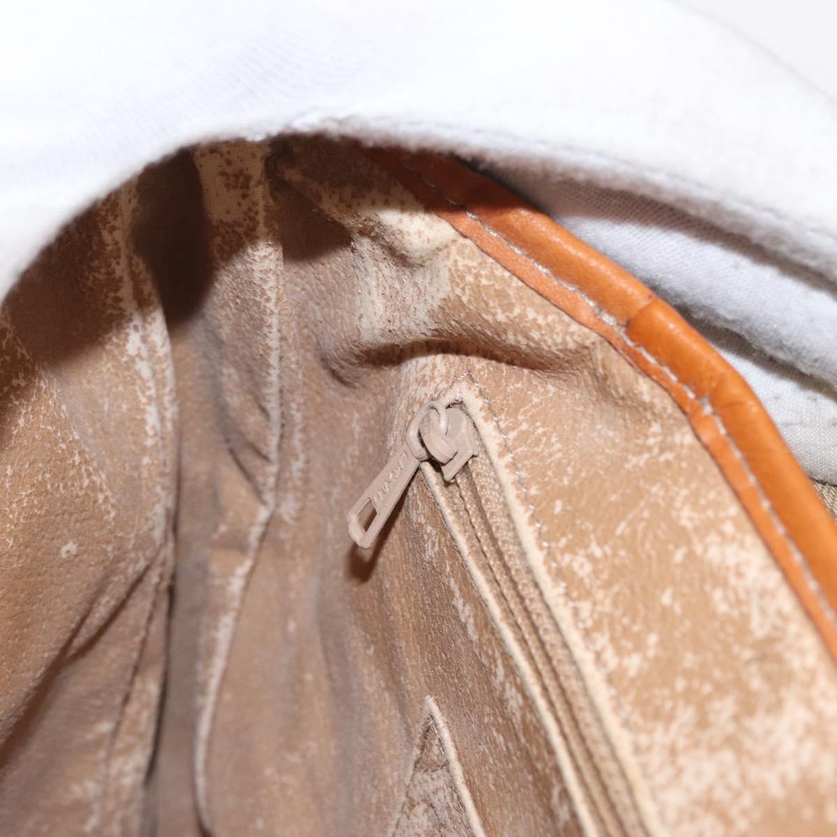 CELINE Macadam Canvas Shoulder Bag PVC Beige Gold Auth 152081