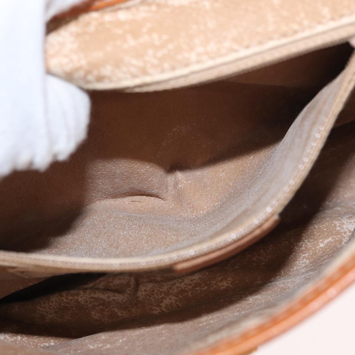 CELINE Macadam Canvas Shoulder Bag PVC Beige Gold Auth 152081