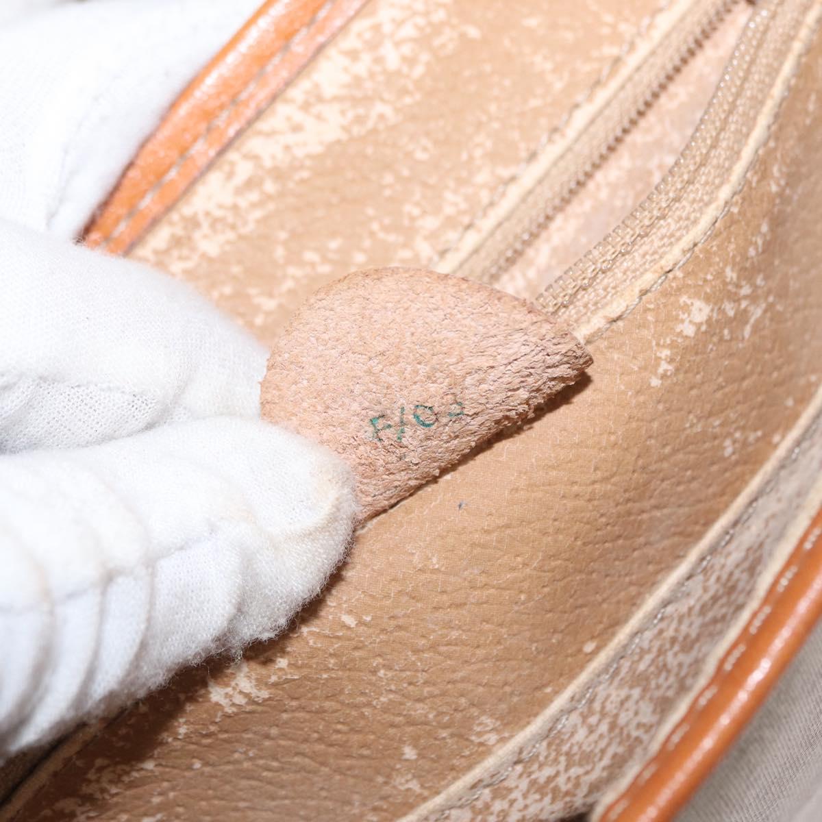 CELINE Macadam Canvas Shoulder Bag PVC Beige Gold Auth 152081