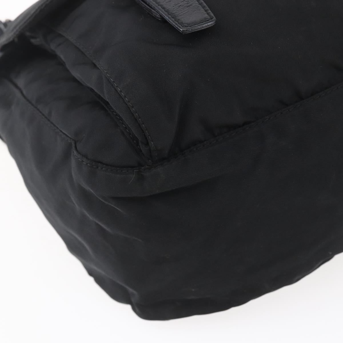 PRADA Shoulder Bag Nylon Black Silver Auth 152083