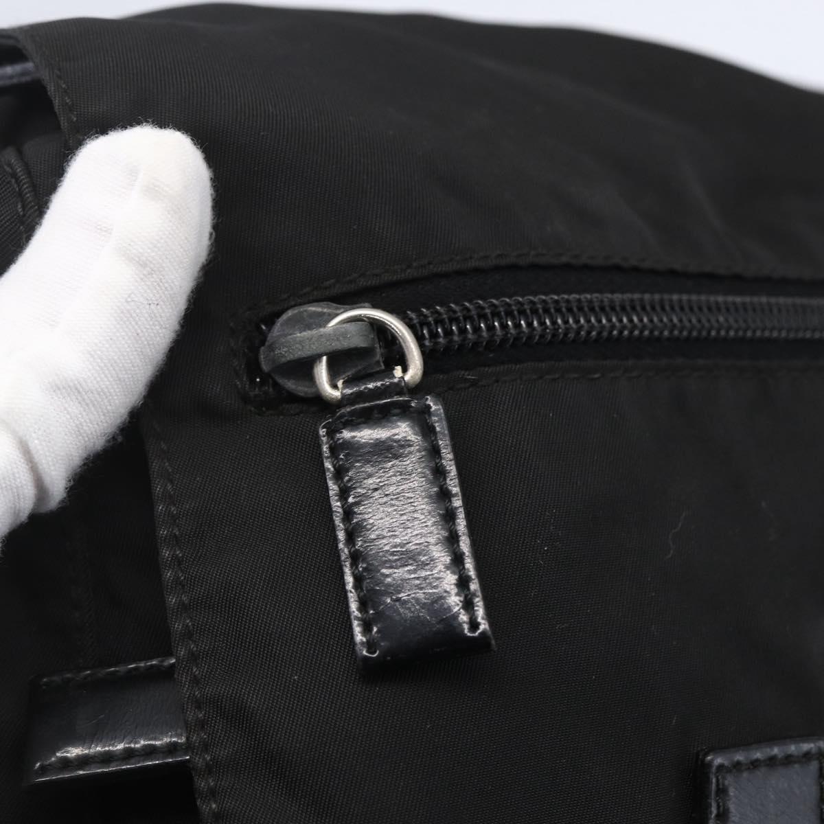 PRADA Shoulder Bag Nylon Black Silver Auth 152083