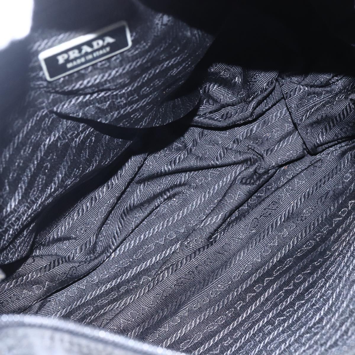 PRADA Shoulder Bag Nylon Black Silver Auth 152083