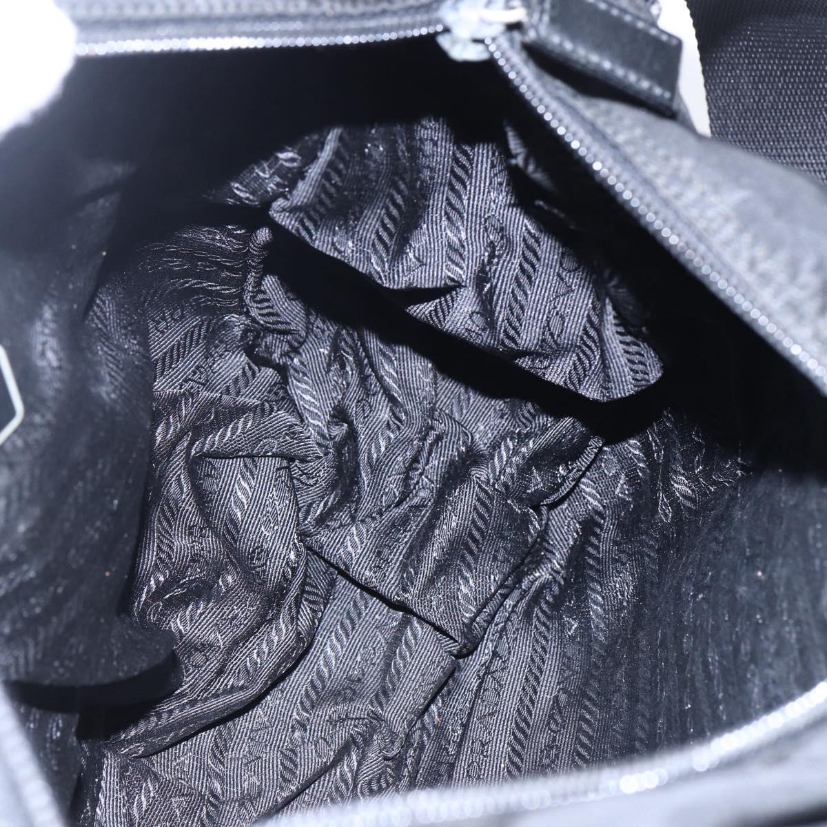 PRADA Shoulder Bag Nylon Black Silver Auth 152083