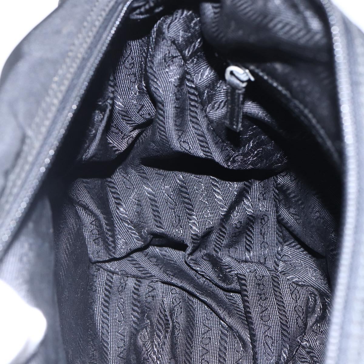 PRADA Shoulder Bag Nylon Black Silver Auth 152083