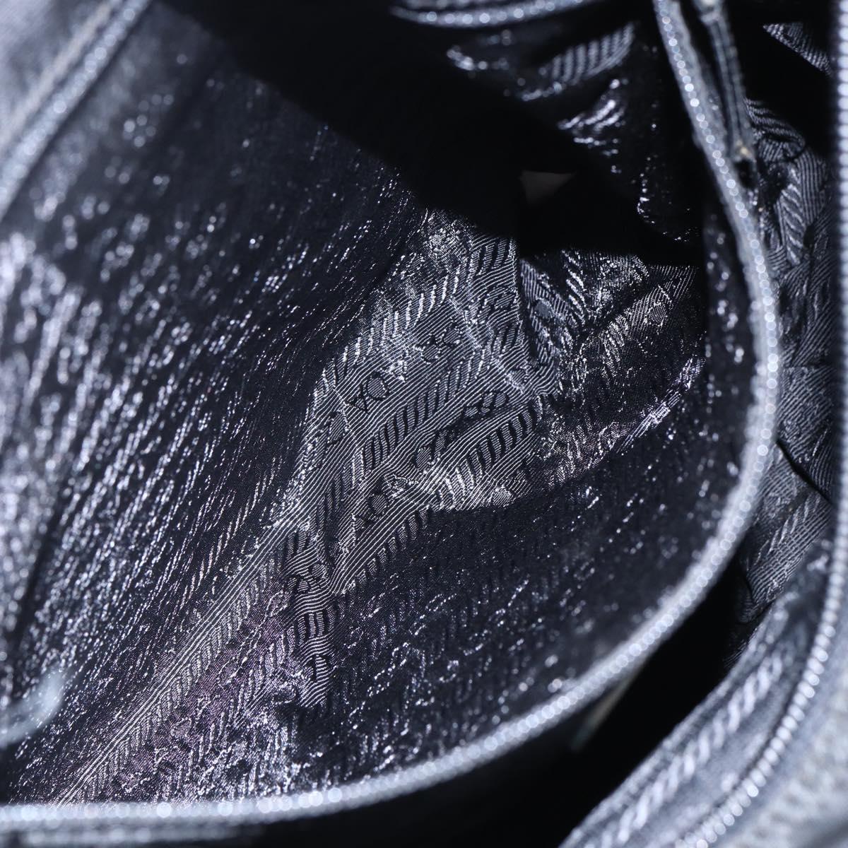 PRADA Shoulder Bag Nylon Black Silver Auth 152083