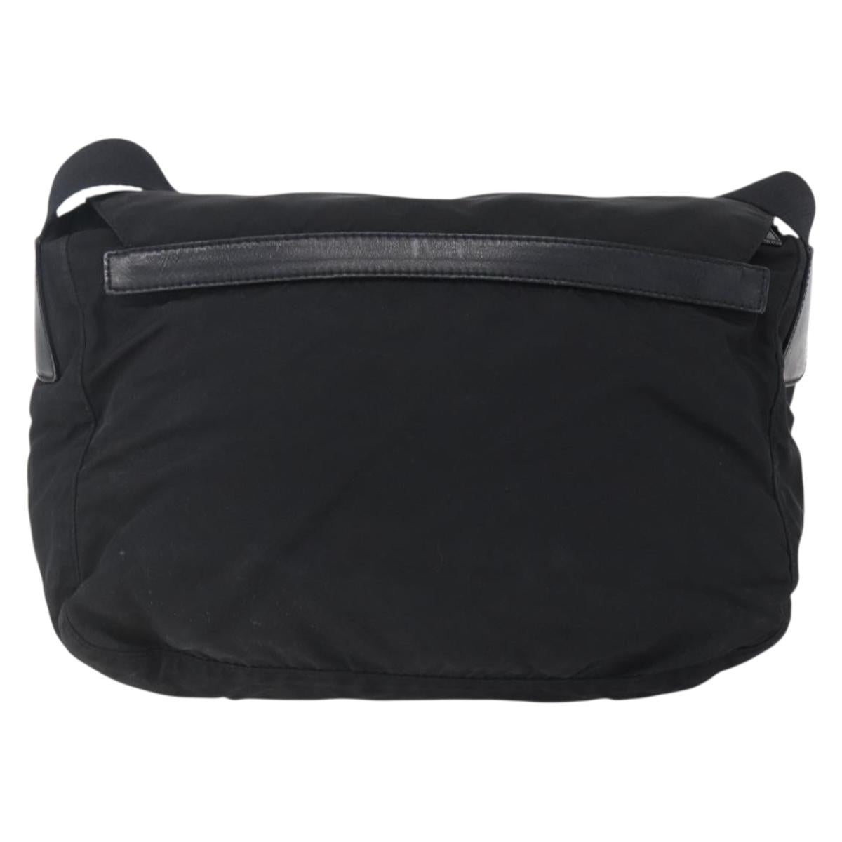 PRADA Shoulder Bag Nylon Black Silver Auth 152083