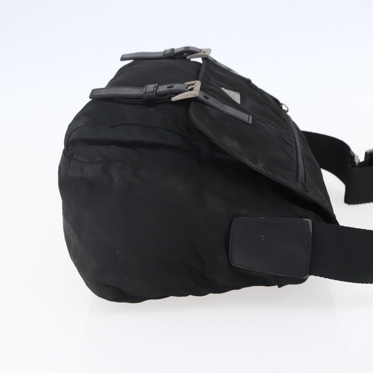 PRADA Shoulder Bag Nylon Black Silver Auth 152083