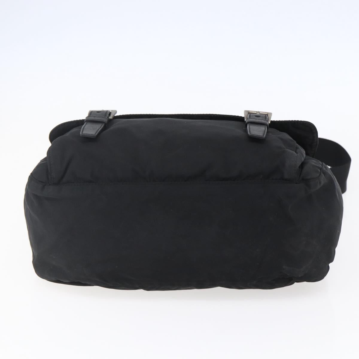PRADA Shoulder Bag Nylon Black Silver Auth 152083