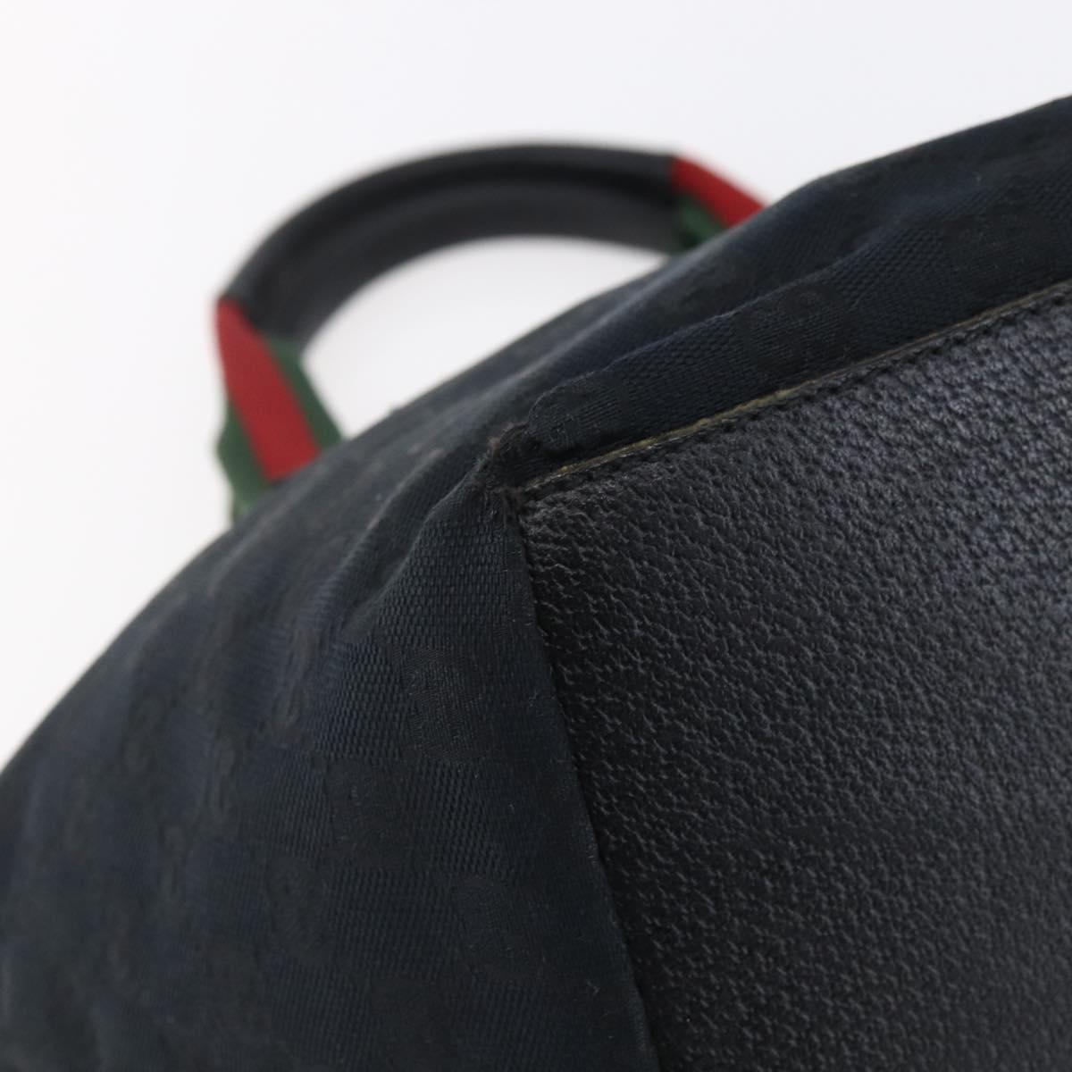 GUCCI GG Canvas Web Sherry Line Hand Bag Black Red Green 131228 Auth 152084