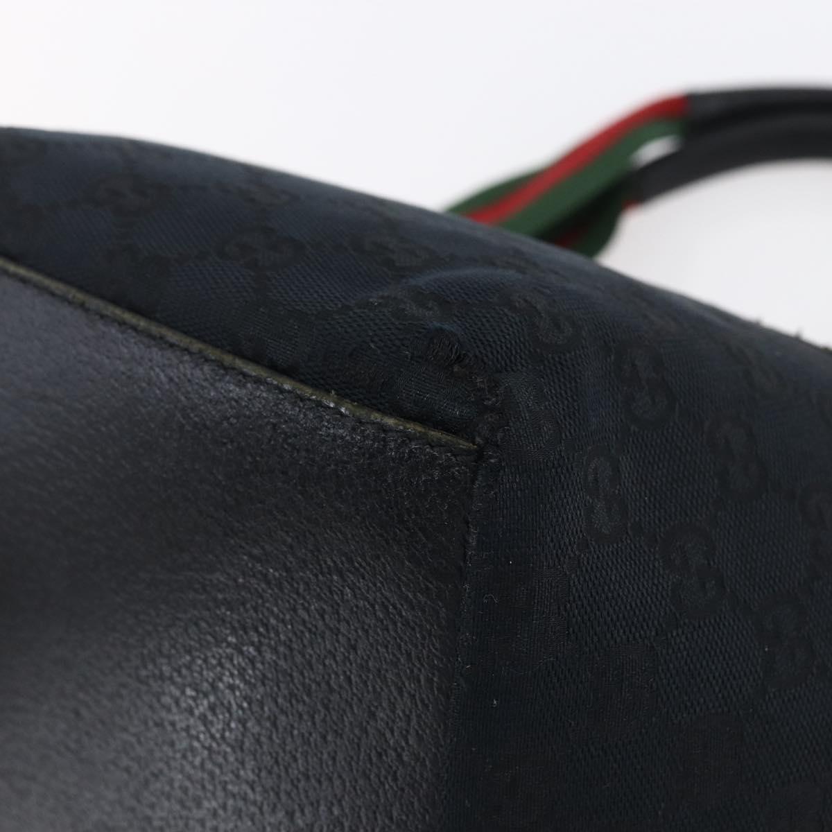 GUCCI GG Canvas Web Sherry Line Hand Bag Black Red Green 131228 Auth 152084
