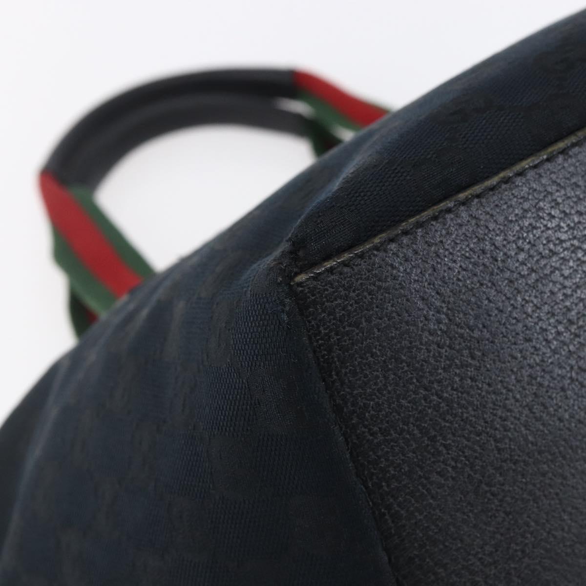 GUCCI GG Canvas Web Sherry Line Hand Bag Black Red Green 131228 Auth 152084