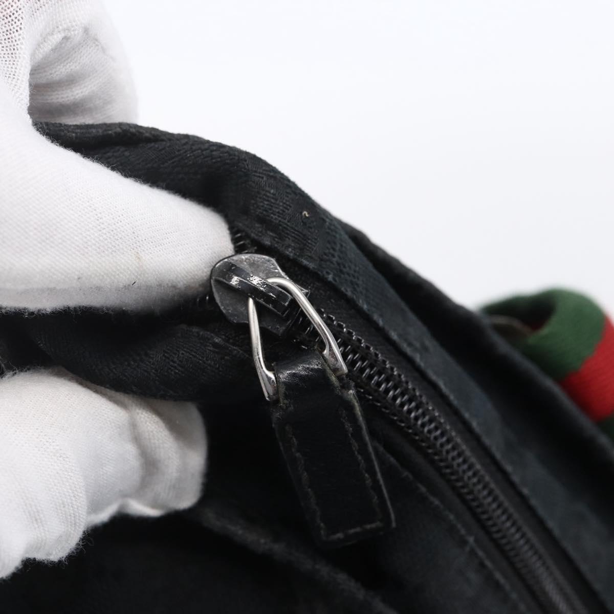 GUCCI GG Canvas Web Sherry Line Hand Bag Black Red Green 131228 Auth 152084