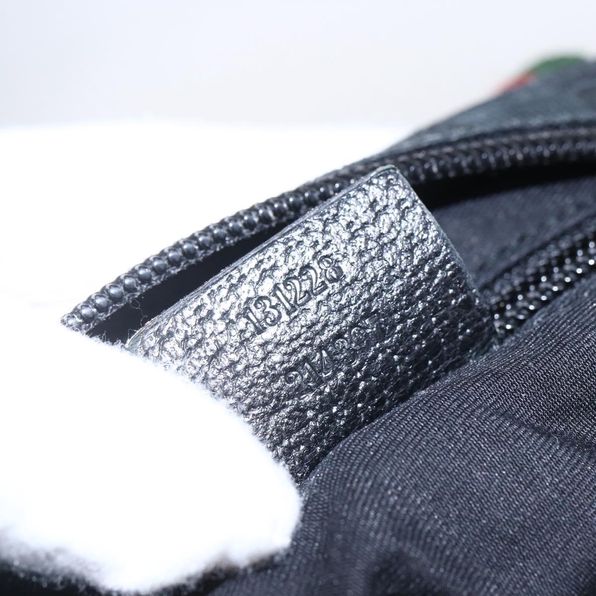 GUCCI GG Canvas Web Sherry Line Hand Bag Black Red Green 131228 Auth 152084