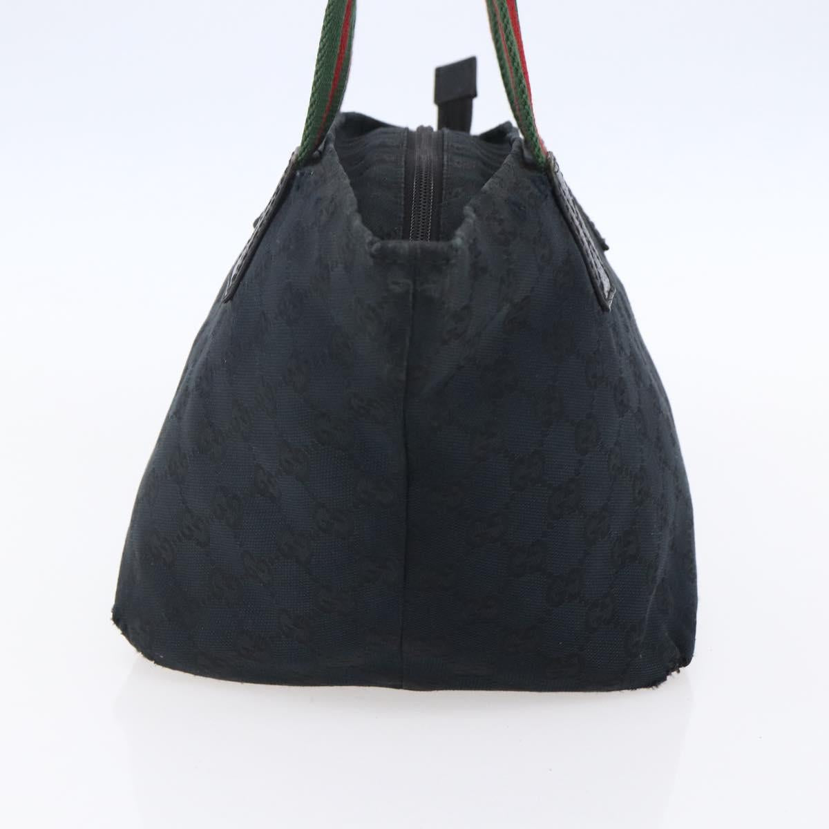GUCCI GG Canvas Web Sherry Line Hand Bag Black Red Green 131228 Auth 152084