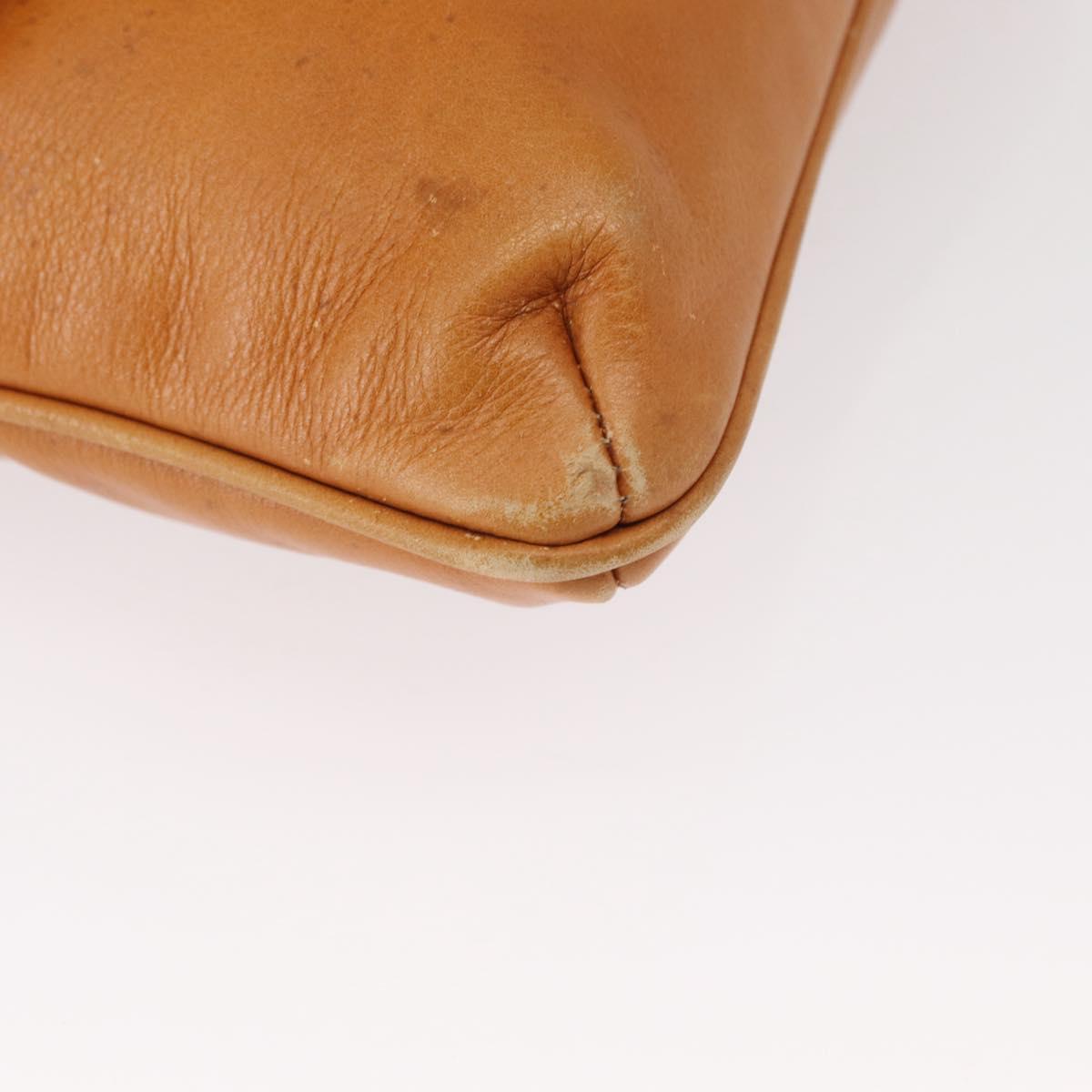 CELINE Shoulder Bag Leather Brown Gold Auth 152085