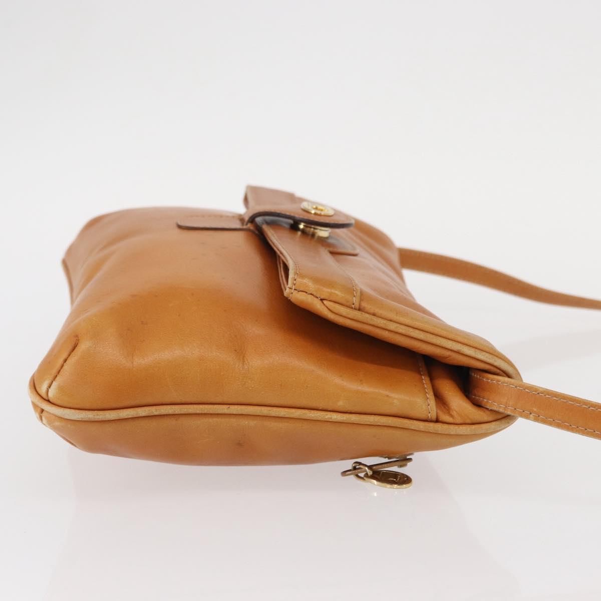 CELINE Shoulder Bag Leather Brown Gold Auth 152085