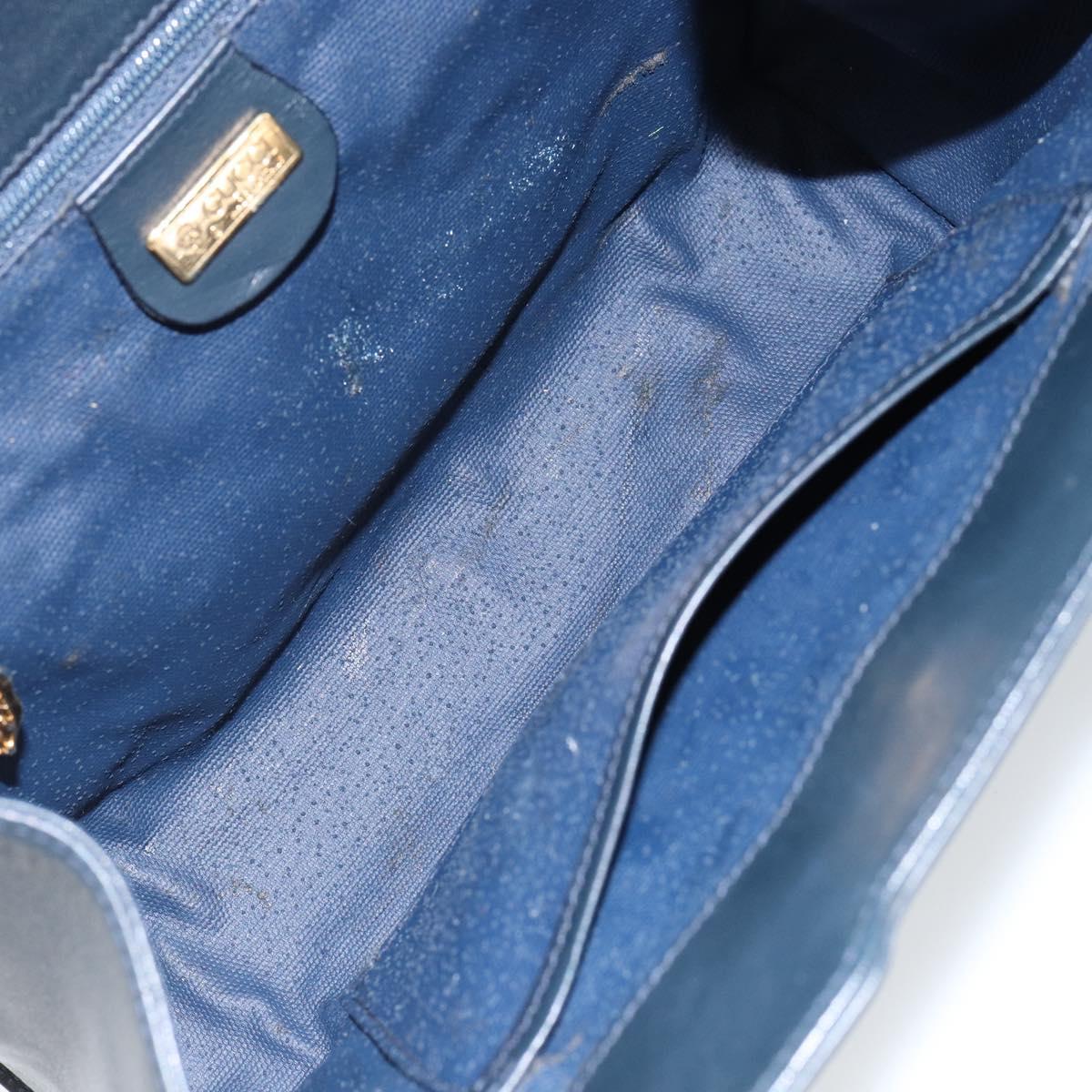 GUCCI Micro GG Supreme Shoulder Bag PVC Navy Gold 004 113 0364 Auth 152086