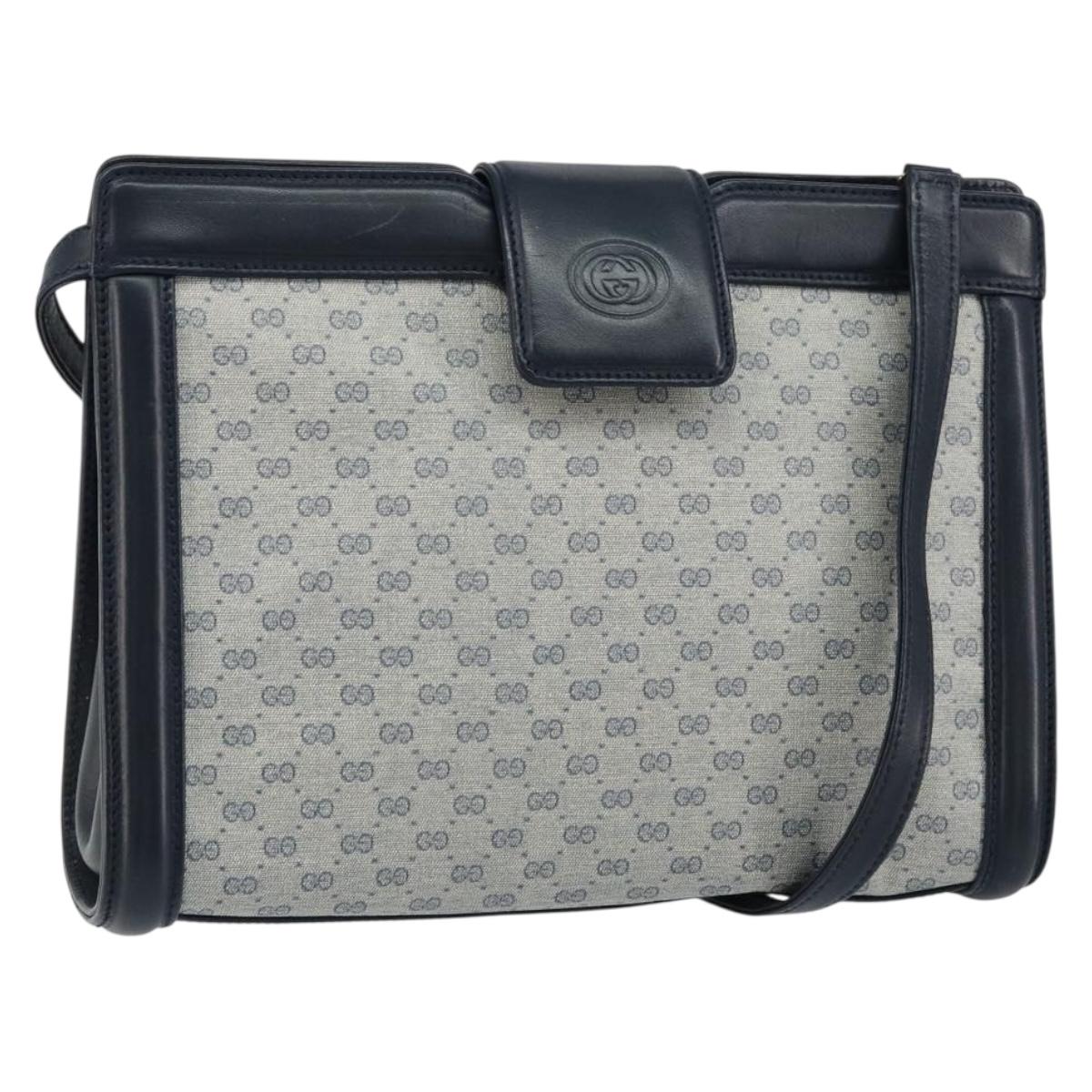 GUCCI Micro GG Supreme Shoulder Bag PVC Navy Gold 004 113 0364 Auth 152086