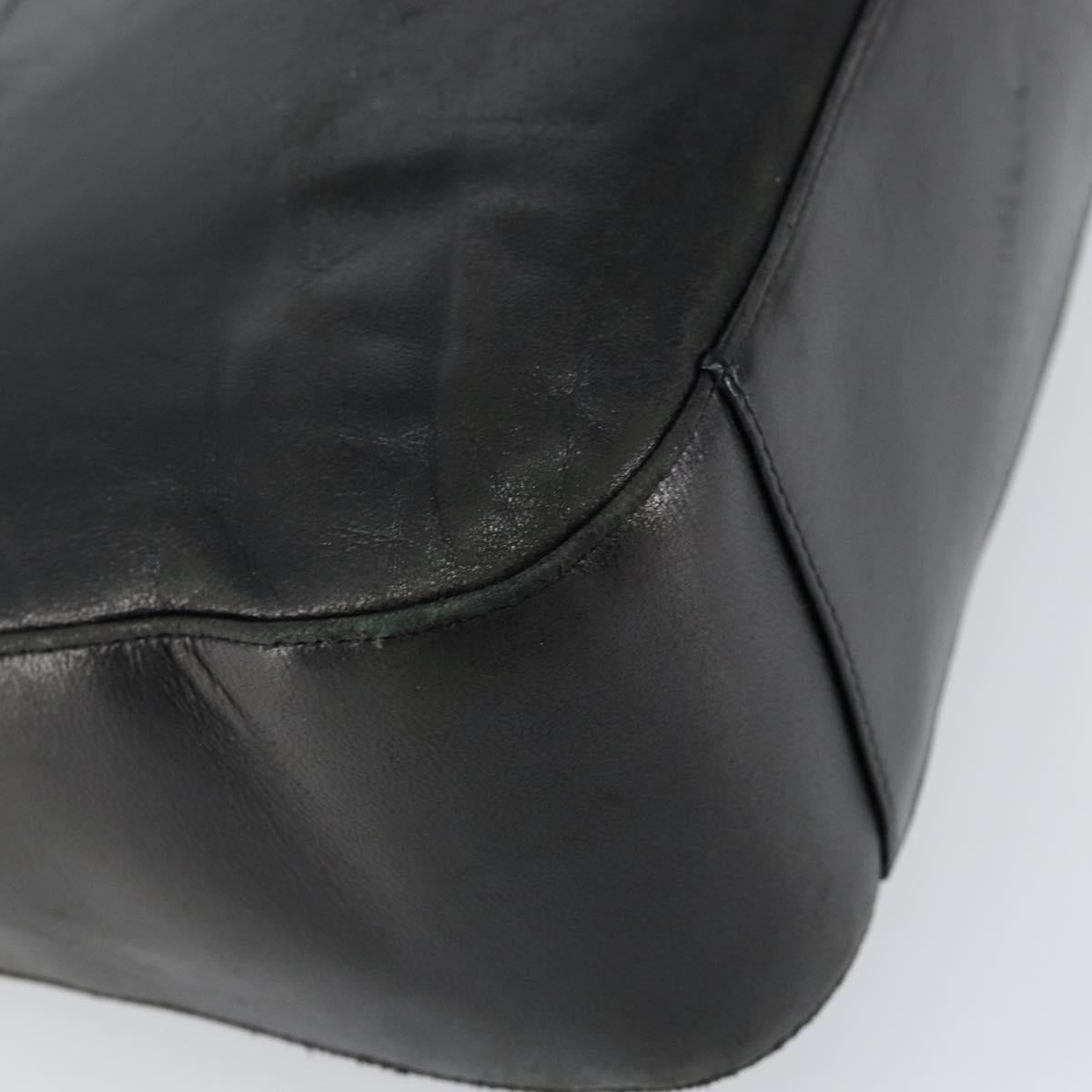 BALLY Hand Bag Leather Black Silver Auth 152095