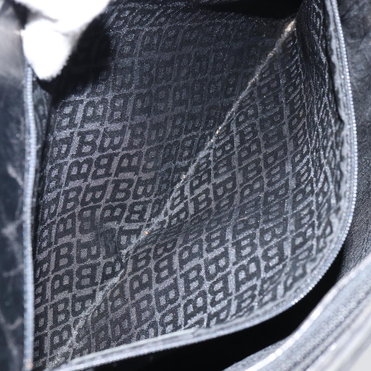 BALLY Hand Bag Leather Black Silver Auth 152095