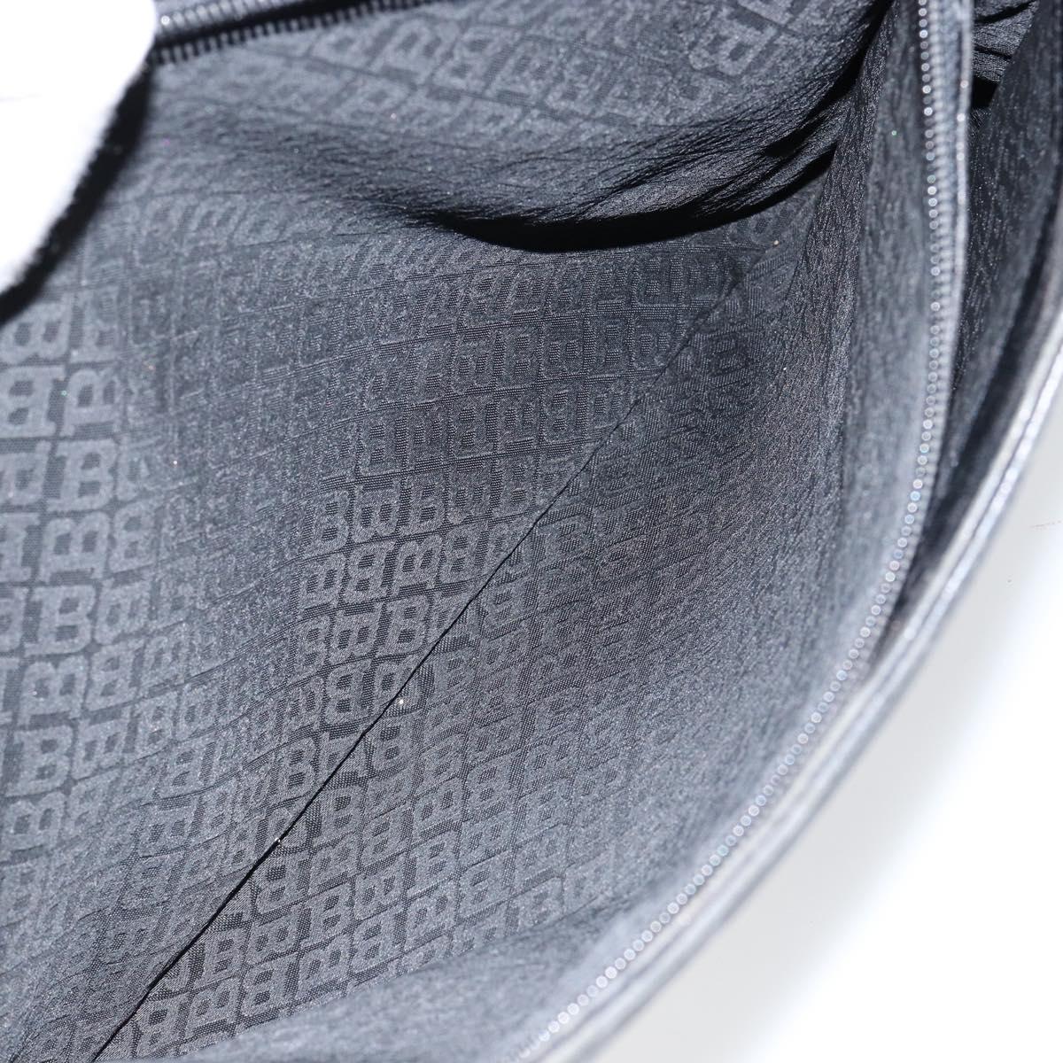 BALLY Hand Bag Leather Black Silver Auth 152095